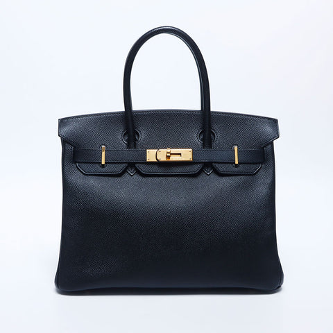 HERMES � J Stamped Birkin 11.8 英寸金色金属手提包黑色 WS10293