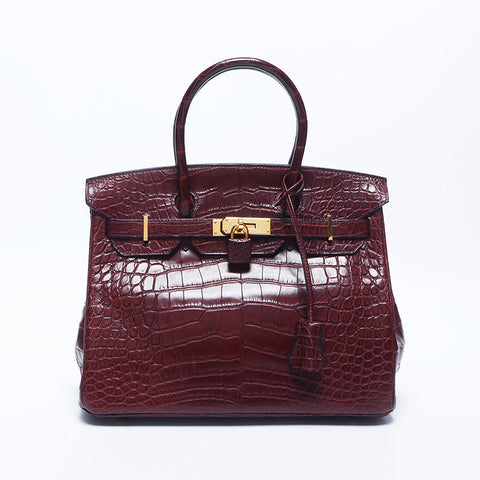 エルメス HERMES C刻印 バーキン 30cm ゴールド金具 ハンドバッグ ブラック レッド WS10294