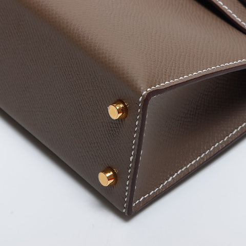 Hermes HERMES B engraved Mini Kelly 2 19cm Gold hardware Shoulder bag Brown WS10300