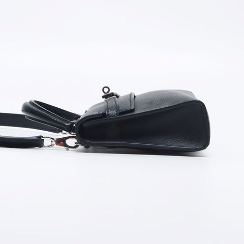 Hermes HERMES ◻︎O engraved Kelly 15 Silver hardware Tiny Handbag Black WS10306