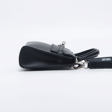 Hermes HERMES ◻︎O engraved Kelly 15 Silver hardware Tiny Handbag Black WS10306