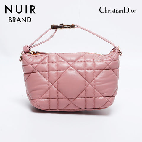 クリスチャンディオール Christian Dior カナージュ シルバー金具 スモール ノマドポーチ ハンドバッグ ピンク WS10310