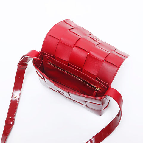 ボッテガヴェネタ BOTTEGAVENETA カセット イントレチャート PVC ショルダーバッグ レッド WS10313