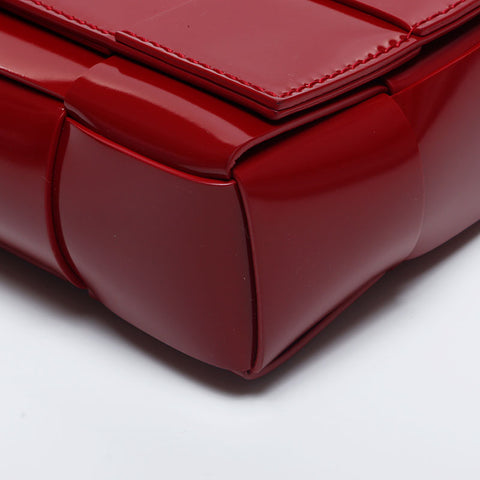 ボッテガヴェネタ BOTTEGAVENETA カセット イントレチャート PVC ショルダーバッグ レッド WS10313