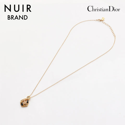 クリスチャンディオール Christian Dior CD ロゴ ラインストーン ネックレス ゴールド WS10318