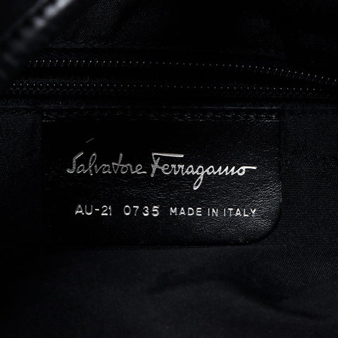 サルヴァトーレフェラガモ Salvatore Ferragamo ワンショルダー  キャンバス レザー シルバー金具 キャンバス ショルダーバッグ ブラック WS10320