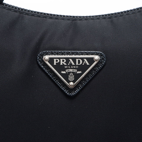 プラダ PRADA ロゴ シルバー金具 Re-Edition2000 ハンドバッグ ブラック WS10326