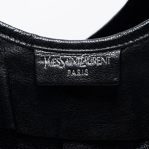 イヴ・サンローラン YVES SAINT LAURENT トートバッグ ワンショルダー フリル シルバー金具 レザー ショルダーバッグ ブラック WS10327