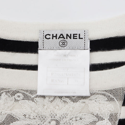 シャネル CHANEL 05P ボーダー 半袖シャツ Size:38 ニット ブラック ホワイト WS10334