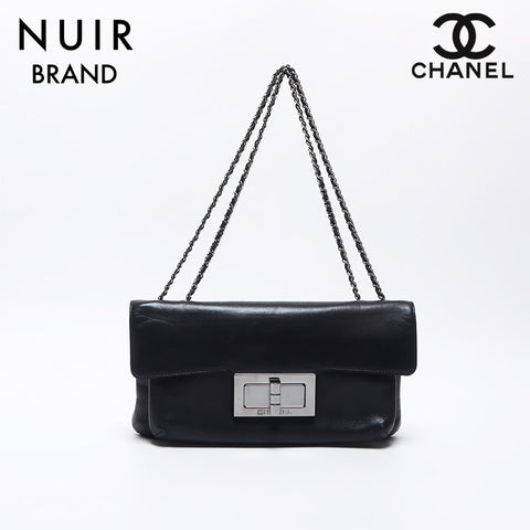 シャネル CHANEL 8番台 2.55 シルバー金具 フラップバッグ チェーン ショルダーバッグ ブラック WS10339