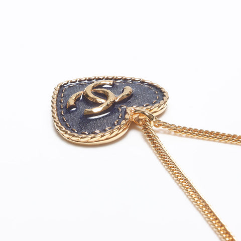 CHANEL 2024Stainless Steel COCO Mark Heart Denim I24P Necklace gold WS10344