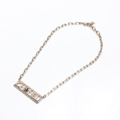 Chanel A17C徽标板石灰石项链金WS10358