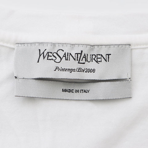 イヴ・サンローラン YVES SAINT LAURENT Size:XS ノースリーブ YSL プリント タンクトップ ホワイト WS10371