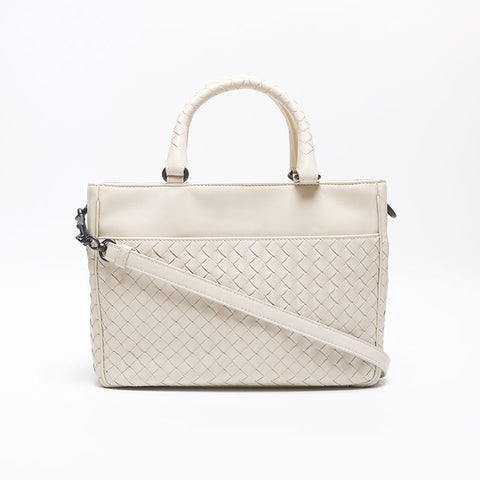 ボッテガヴェネタ BOTTEGAVENETA イントレチャート 2way ショルダーバッグ  ハンドバッグ ベージュ オフホワイト WS10374