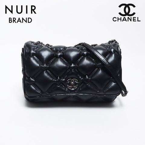 シャネル CHANEL 23番台 34 ココマーク チェーンショルダー バブルキルト マトラッセ ショルダーバッグ ブラック WS10386