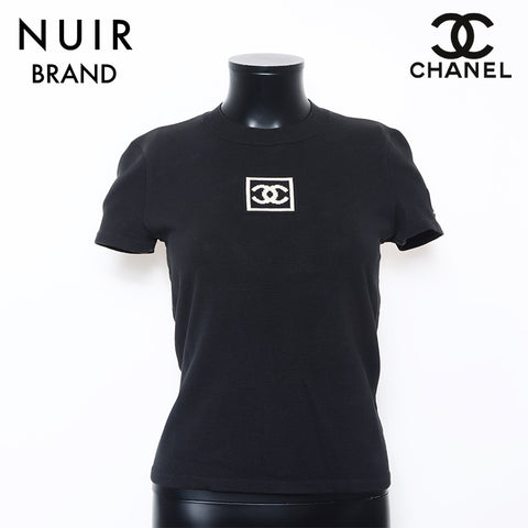 シャネル CHANEL 03A ココマーク ニット クルーネック スポーツライン Size:42 半袖Ｔシャツ ブラック WS10391