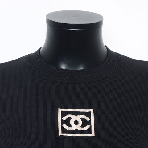 シャネル CHANEL 03A ココマーク ニット クルーネック スポーツライン Size:42 半袖Ｔシャツ ブラック WS10391