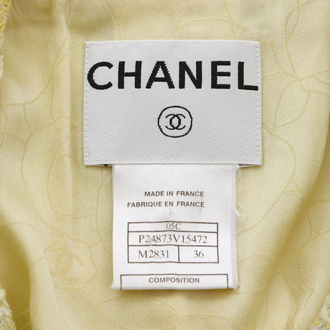 シャネル CHANEL 05C ココマーク ボタン ツイード Size36 ジャケット イエロー WS10393