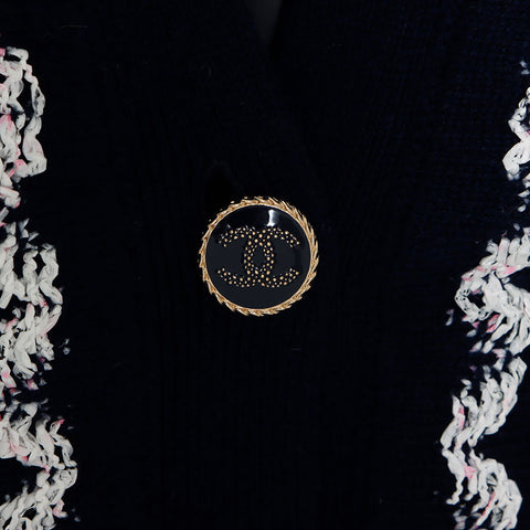CHANEL COCO Button Jacket Size:34 cardigan Navy WS10398