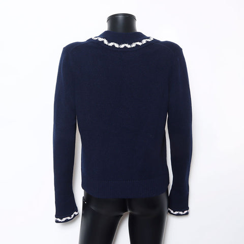 Chanel Coco Button Veste Taille: 34 Cardigan Navy WS10398