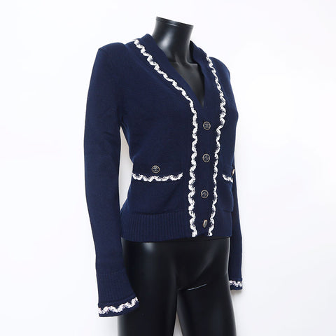 CHANEL COCO Button Jacket Size:34 cardigan Navy WS10398