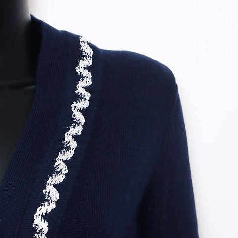 CHANEL COCO Button Jacket Size:34 cardigan Navy WS10398