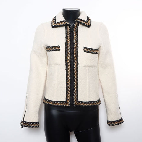 香奈儿大小：36 96a可可马克运动线Tweed夹克米色WS10406