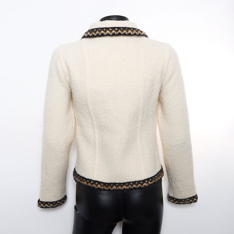 CHANEL Size:36 96A COCO Mark Sport Line Tweed Jacket beige WS10406