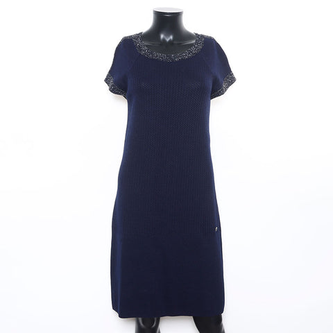 Chanel Knit Long Taille: 36 habillage de la marine WS10410