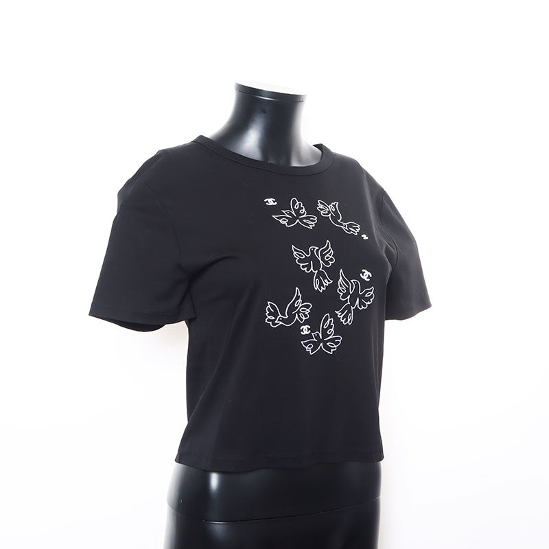 シャネル CHANEL 鳥 ココマーク 刺繍 Size:XS 半袖Tシャツ ブラック
