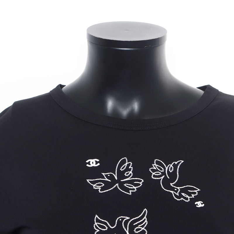 シャネル CHANEL 鳥 ココマーク 刺繍 Size:XS 半袖Tシャツ ブラック