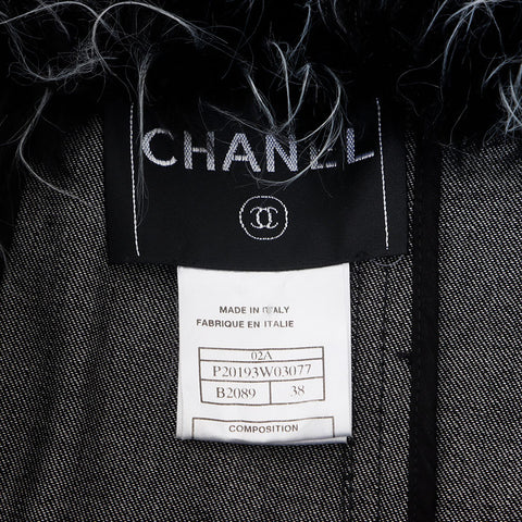 香奈儿香奈儿（Chanel Chanel）02a毛皮牛仔布风格大小：38 2002年黑色外套WS10416