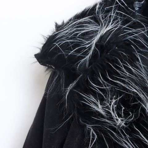 Chanel Chanel 02A Fur Denim Style Taille: 38 2002 Black Coat WS10416