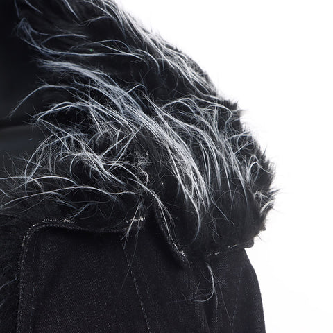 Chanel Chanel 02A Fur Denim Style Taille: 38 2002 Black Coat WS10416