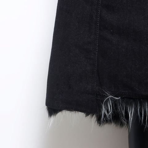 Chanel Chanel 02A Fur Denim Style Taille: 38 2002 Black Coat WS10416