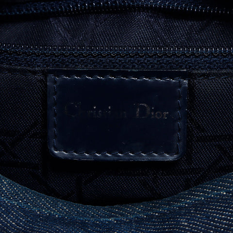 クリスチャンディオール Christian Dior チャーム レディーディオール シルバー金具 ハンドバッグ ブルー WS10421