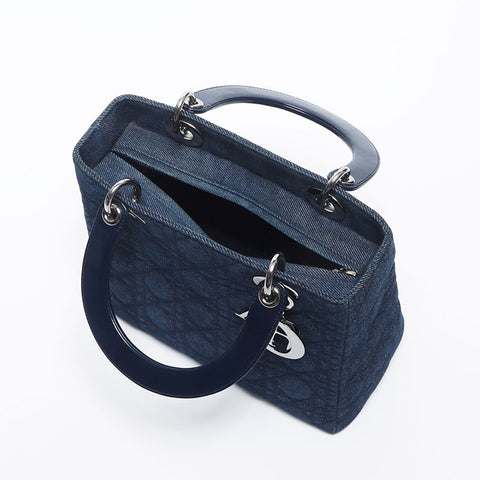 Christian Dior 吊饰 Lady Dior 银色金属手提包 蓝色 WS10421