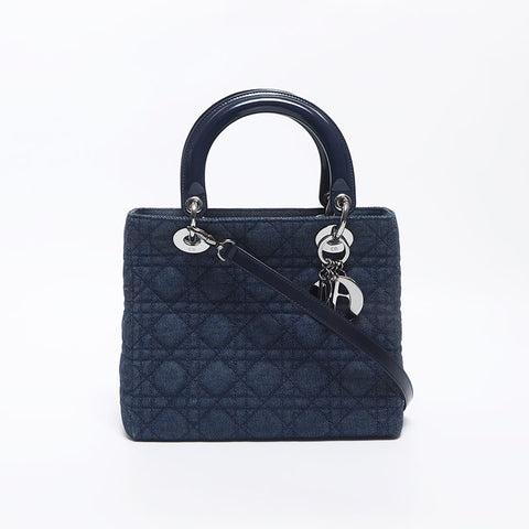 克里斯蒂安·迪奥（Christian Dior）魅力女士迪奥（Lady Dior）银五金手提包蓝色WS10421