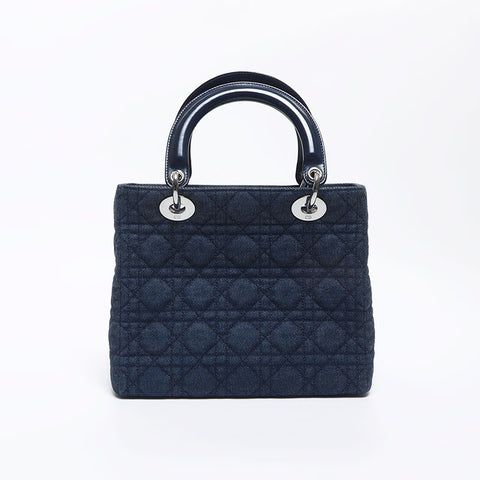 克里斯蒂安·迪奥（Christian Dior）魅力女士迪奥（Lady Dior）银五金手提包蓝色WS10421