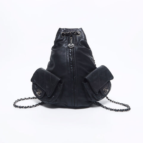 Chanel Chanel n ° 17 sac à dos Coco Mark Turnlock sac à dos / sac à dos noir WS10422