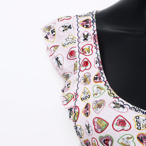 Chanel Chanel 06p Saint-Valentin's Heart Coco Sans manche taille: 38 débardeur rose WS10436