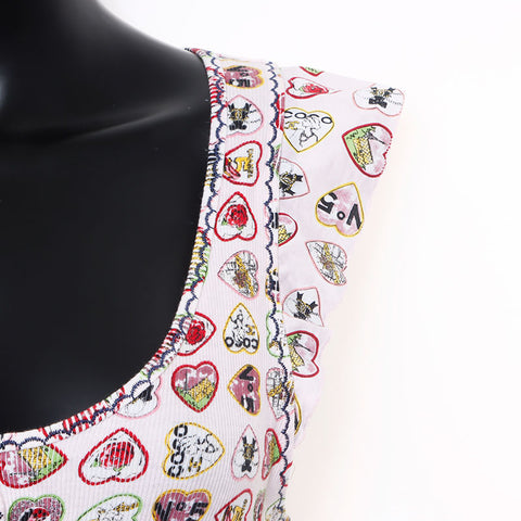 Chanel CHANEL 06P Valentine's Heart COCO Sleeveless Size:38 Tank Top Pink WS10436