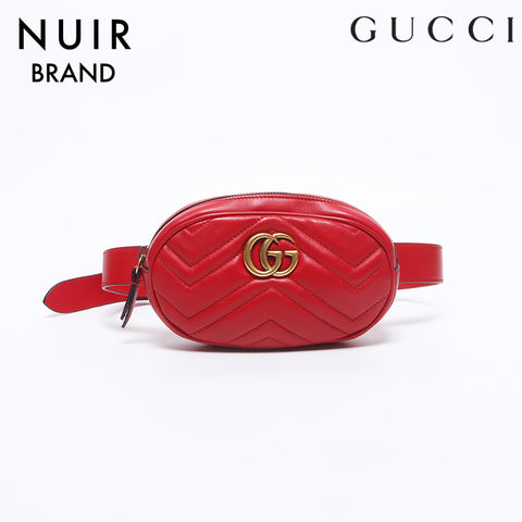 グッチ GUCCI GGマムート レザー ベルトバッグ ウエストバッグ レッド WS10440