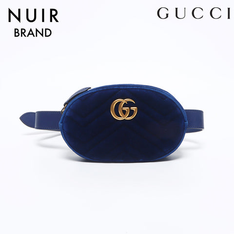 グッチ GUCCI GGマムート ベロア ベルトバッグ ウエストバッグ ブルー WS10442