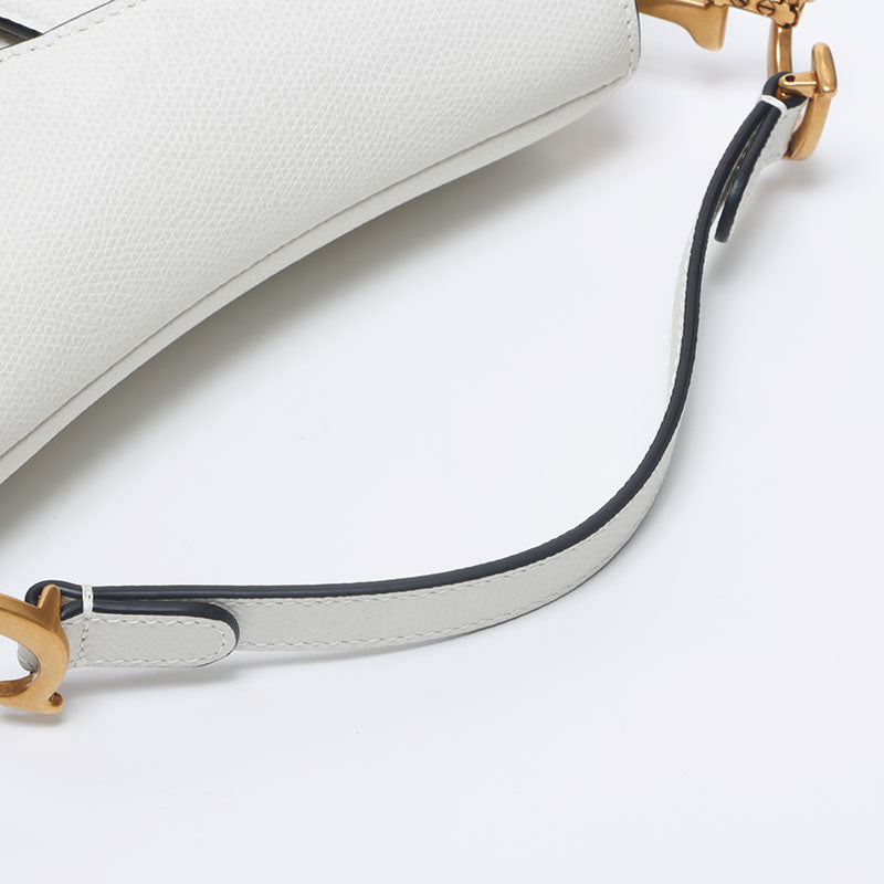 Christian Dior ホワイトレザーショルダーバッグ クリスチャンディオール Christian Dior サドルバッグ レザー ミニ