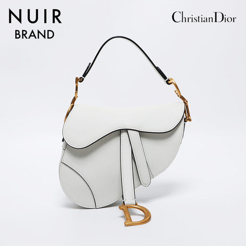 クリスチャンディオール Christian Dior サドルバッグ レザー ミニ ハンドバッグ ホワイト WS10444