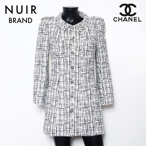 シャネル CHANEL ツイード チェック ココボタン Size:36 ジャケット グレー WS10451