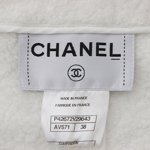 Chanel Pile Coco Button Chain Size:38 Jacket White WS10452