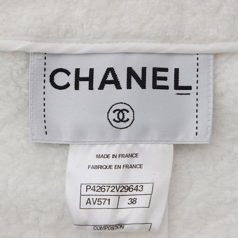 シャネル CHANEL パイル ココボタン チェーン Size:38 ジャケット ホワイト WS10452