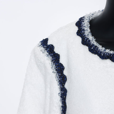 Chanel Pile Coco Button Chain Size:38 Jacket White WS10452